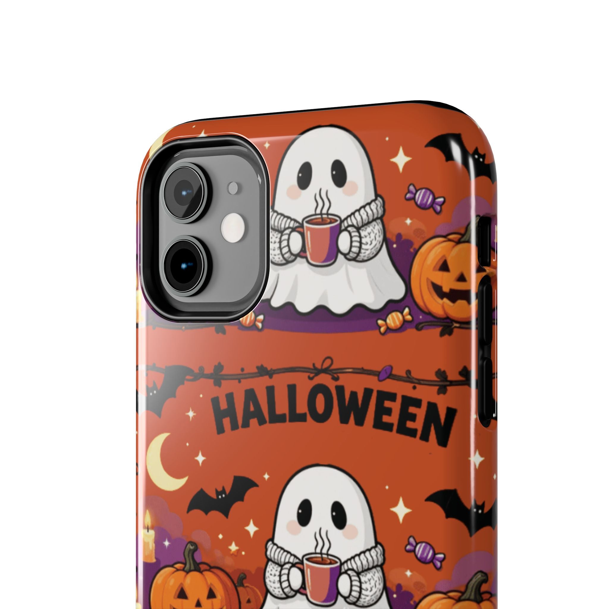 Halloween Ghost Pattern Tough Phone Case — Cute Pumpkin & Candy Halloween Phone Cover