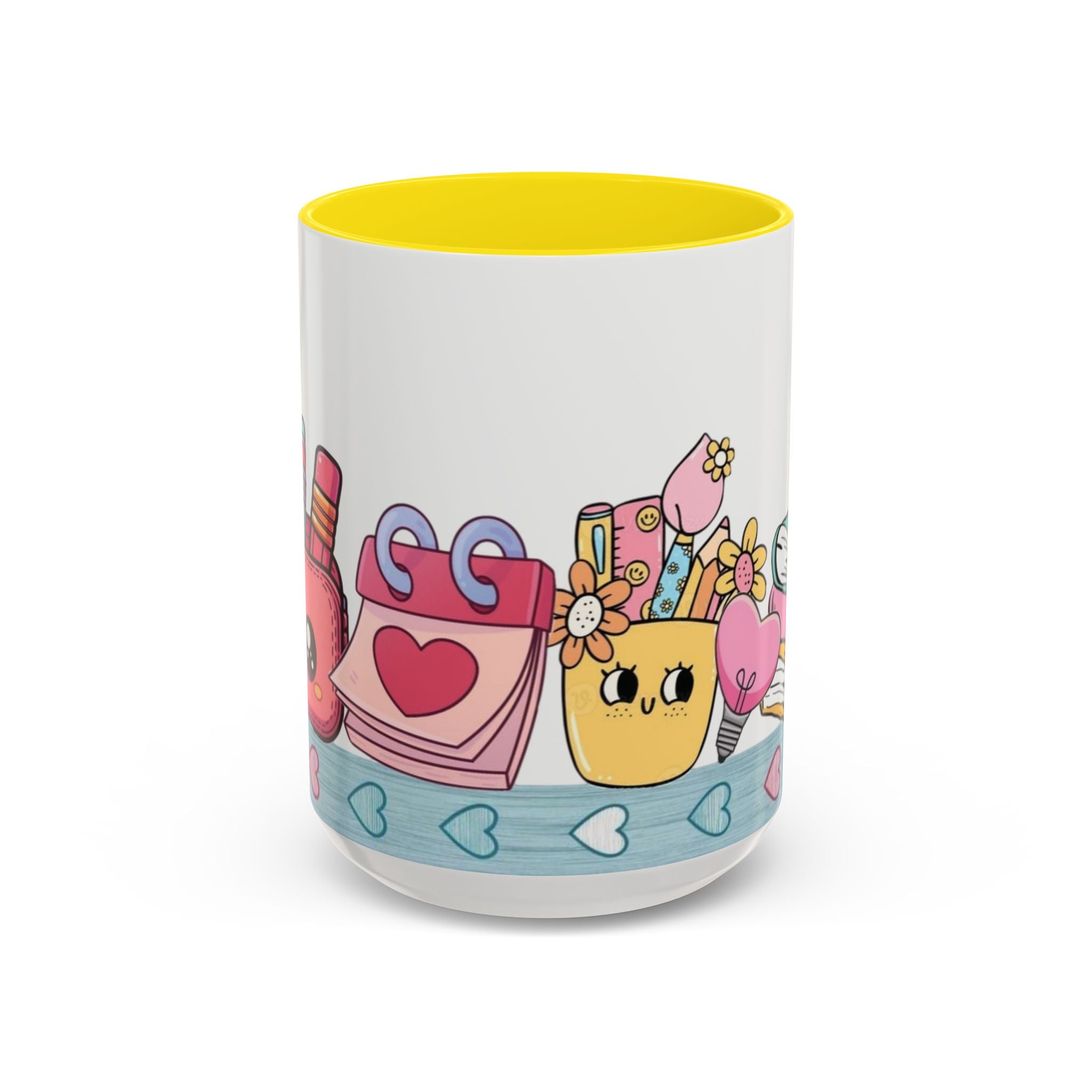 Cute Teacher Desk Accent Coffee Mug — Kawaii School Supplies Design