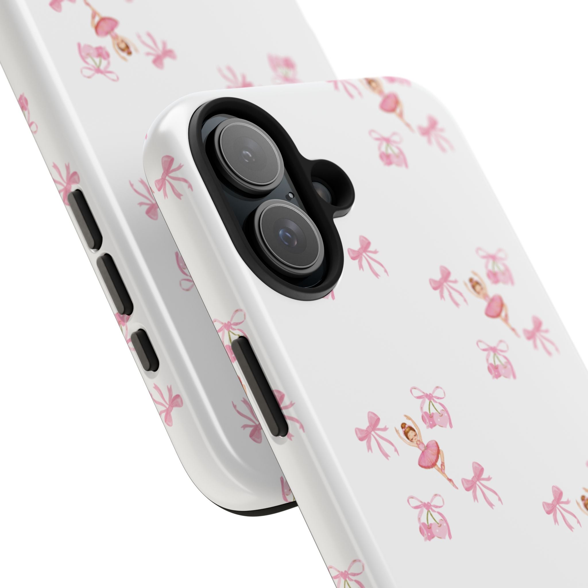 Pink Ballet Pattern Tough Phone Case — Cute Ballerina & Ribbon Design