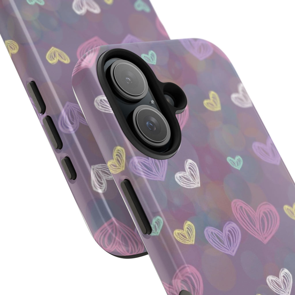 Tough Phone Case — Pastel Heart Pattern Protective Phone Cover