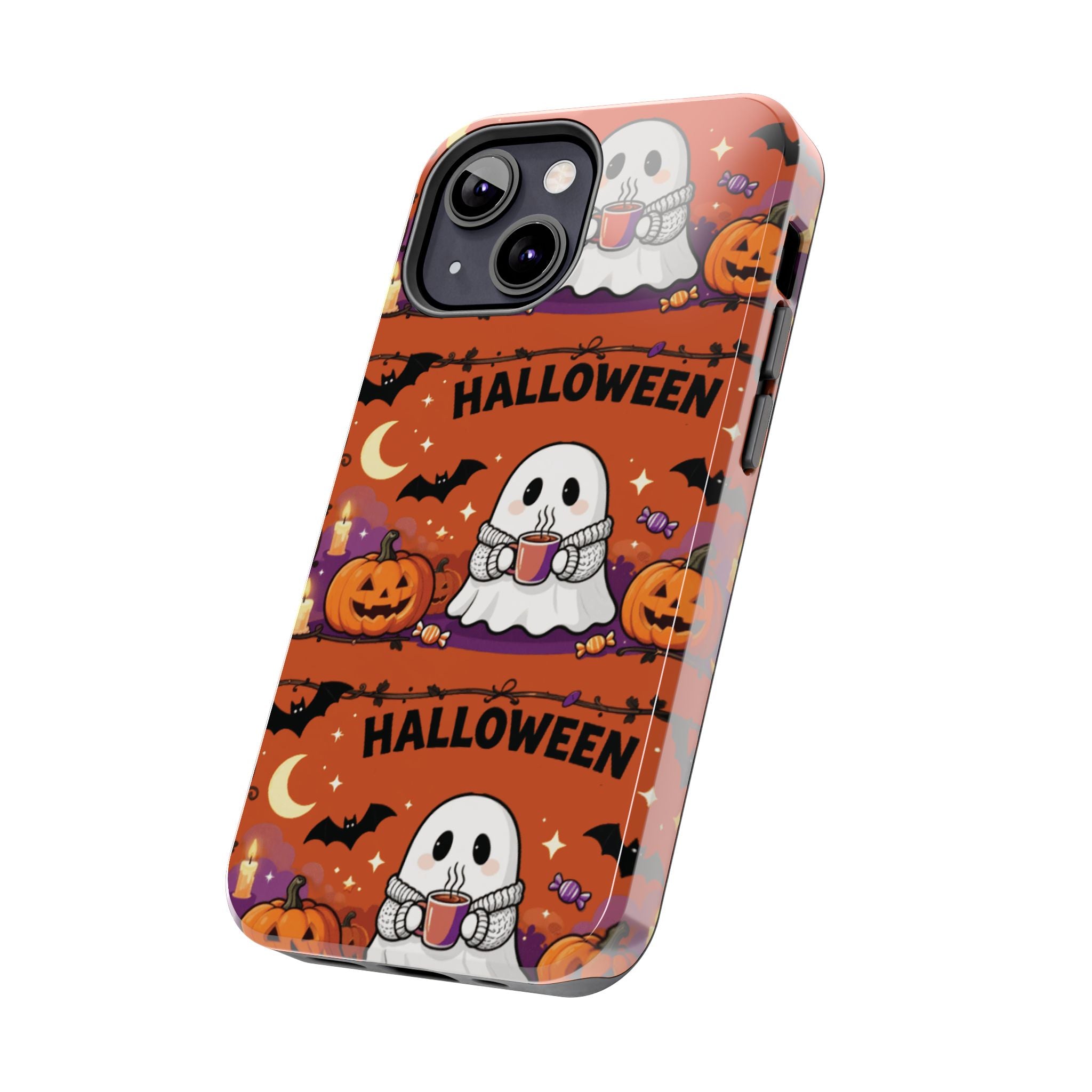 Halloween Ghost Pattern Tough Phone Case — Cute Pumpkin & Candy Halloween Phone Cover