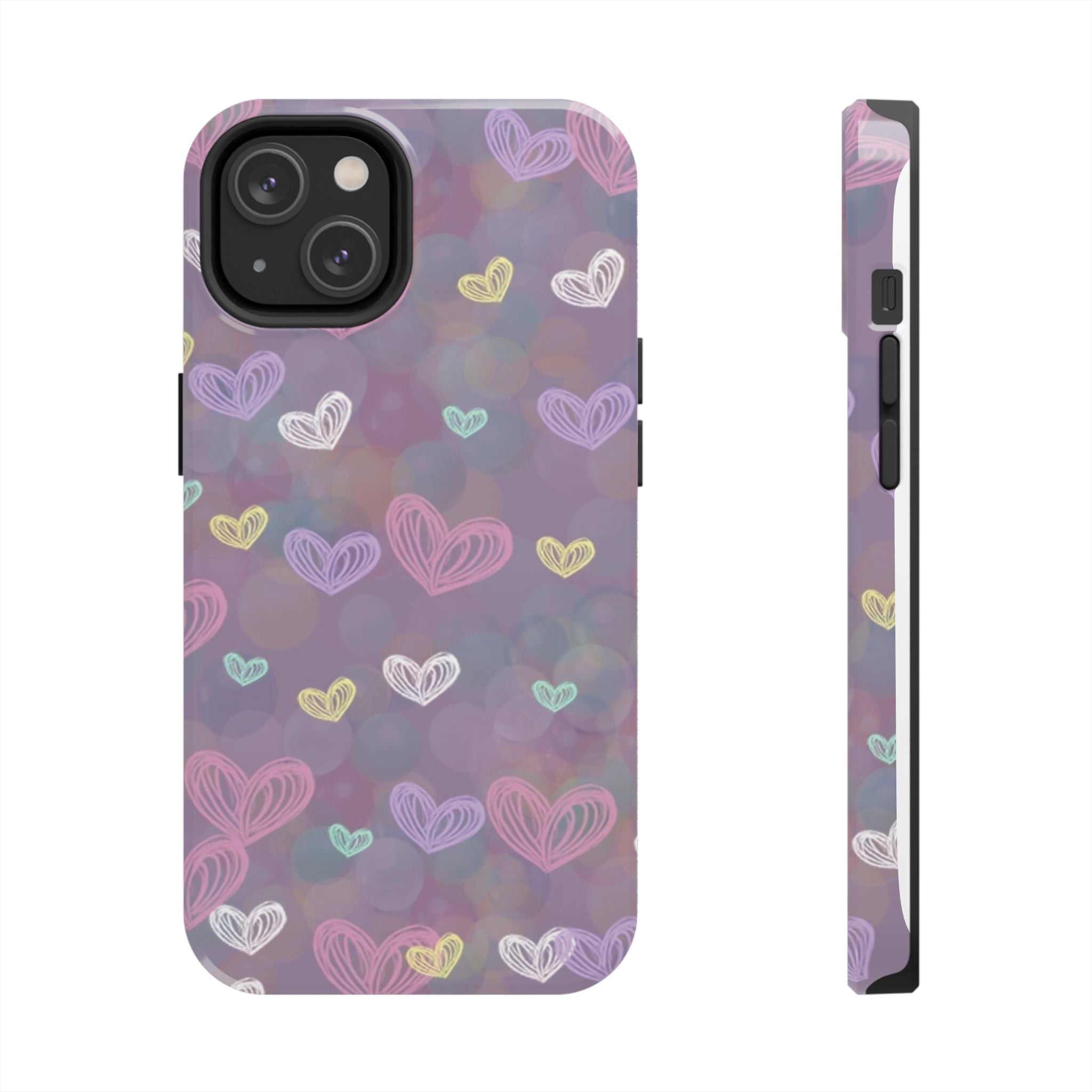 Tough Phone Case — Pastel Heart Pattern Protective Phone Cover