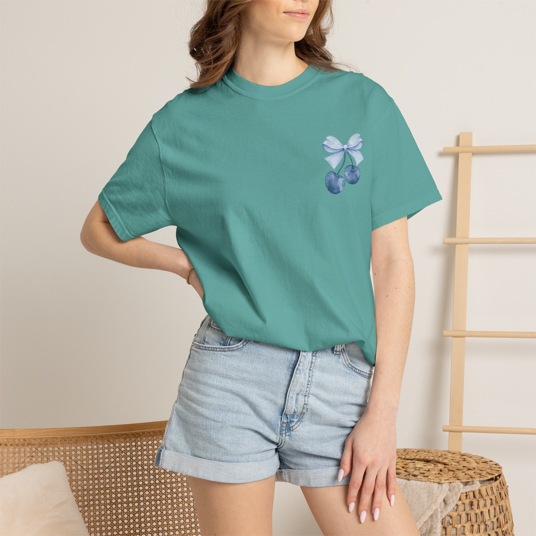 Blue Watercolor Cherries T-Shirt