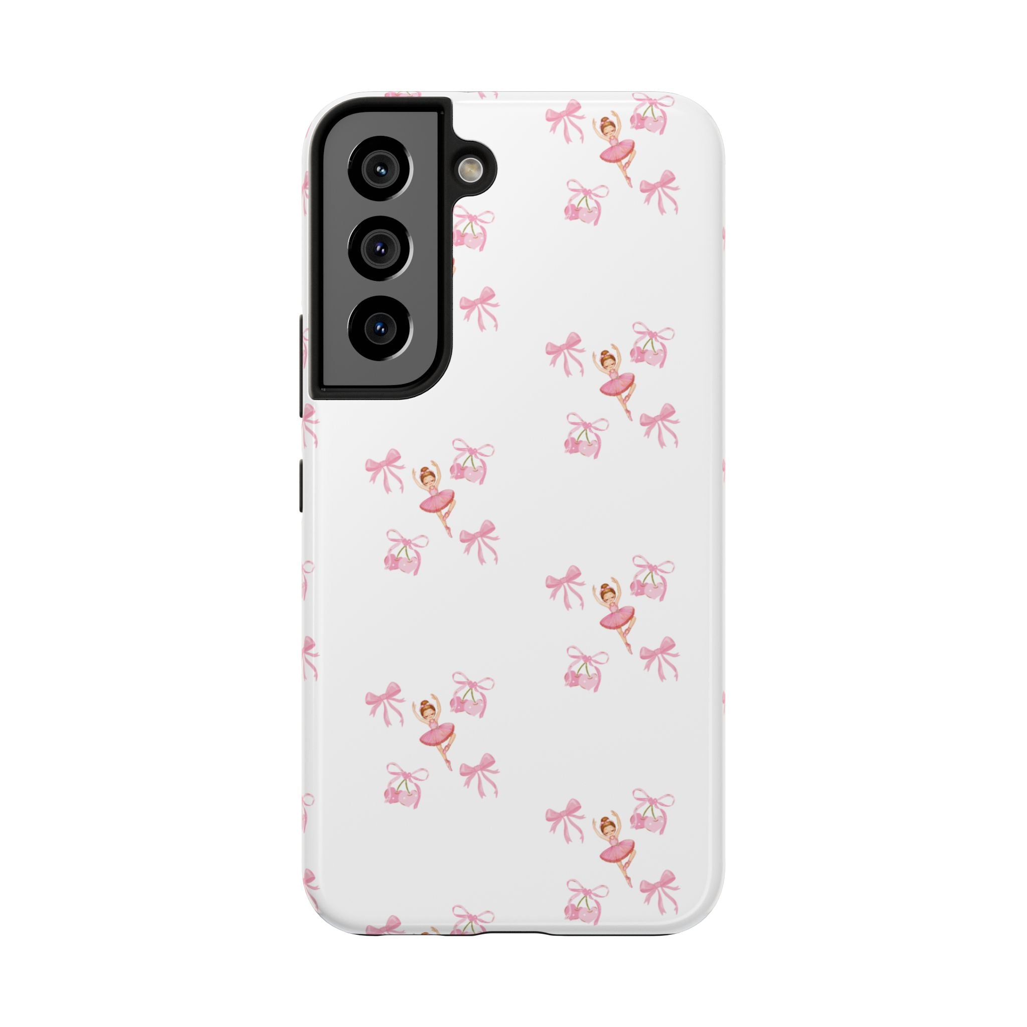 Pink Ballet Pattern Tough Phone Case — Cute Ballerina & Ribbon Design