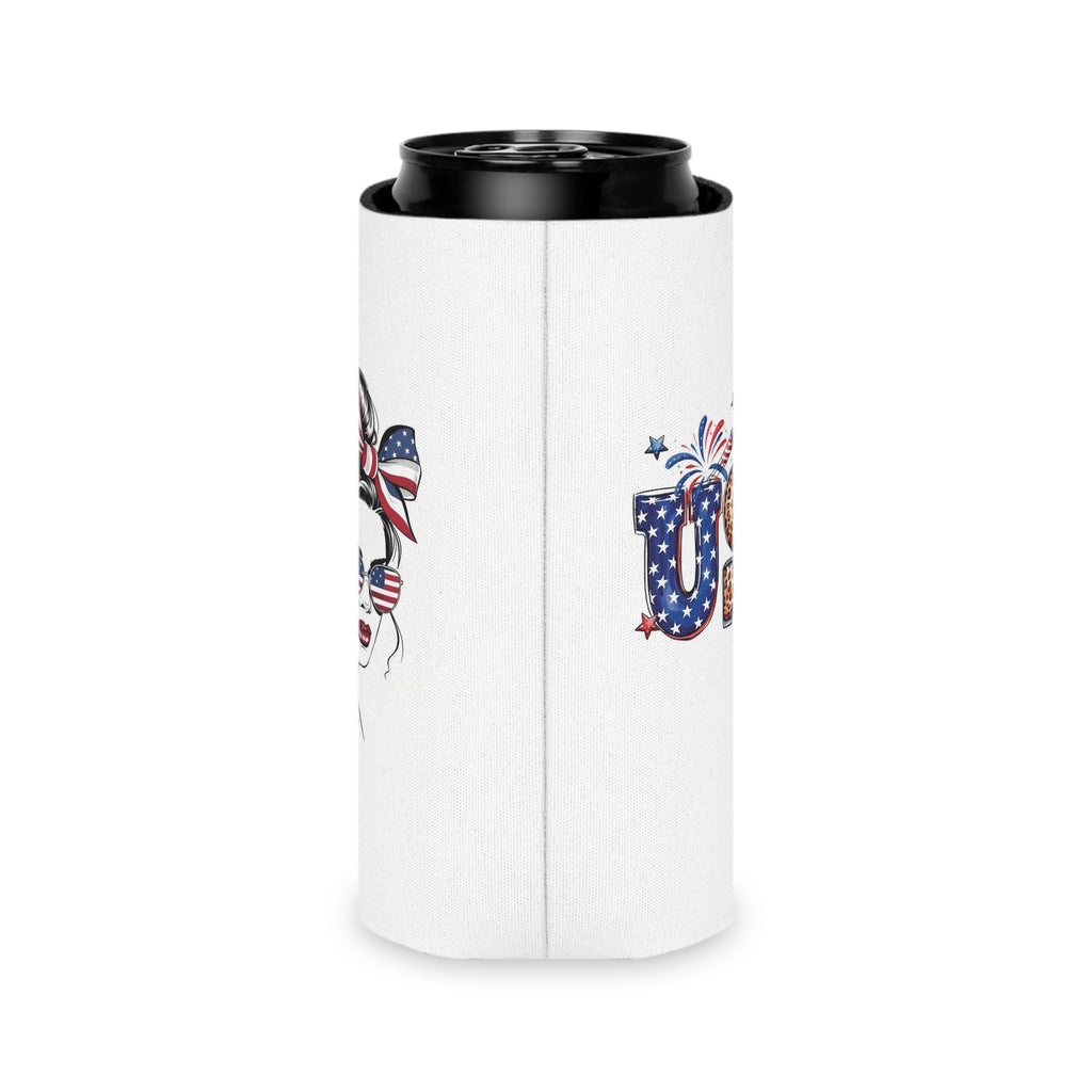 Patriotic USA Letters Can Cooler | American Flag Fireworks