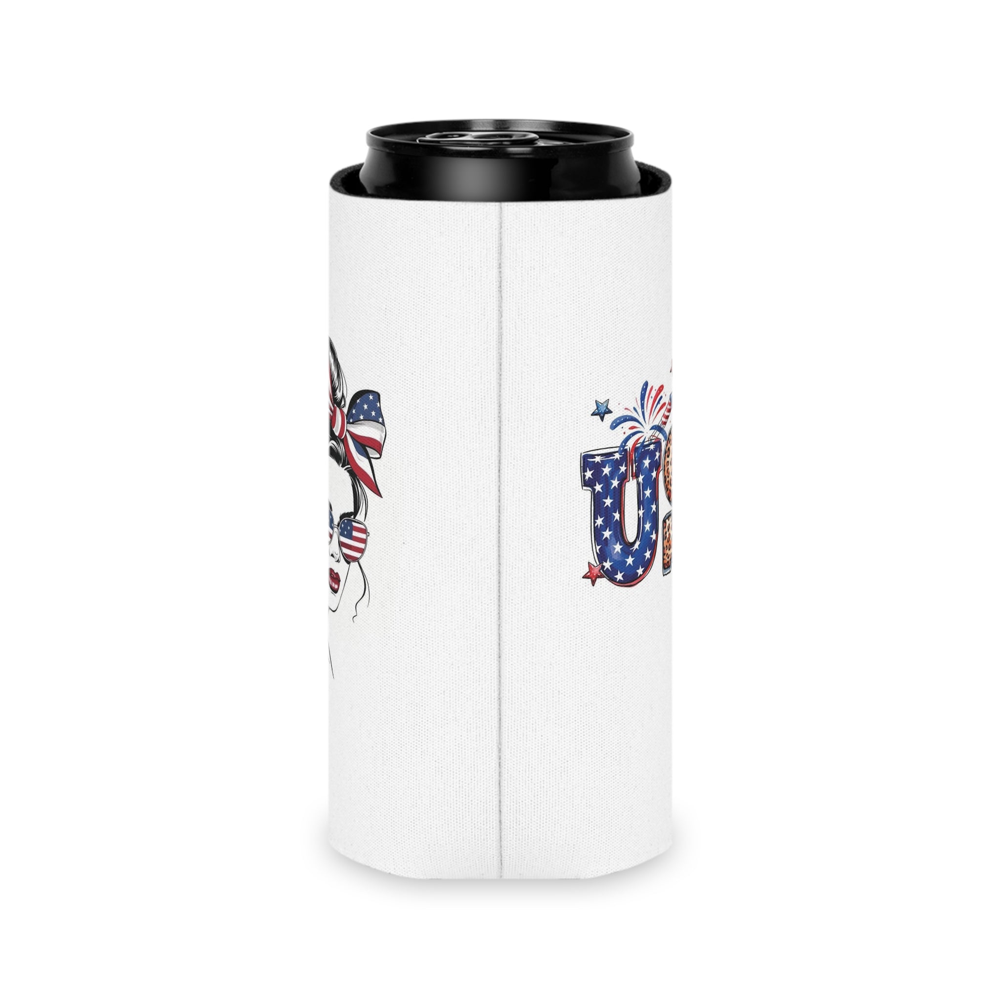 Patriotic USA Letters Can Cooler | American Flag Fireworks
