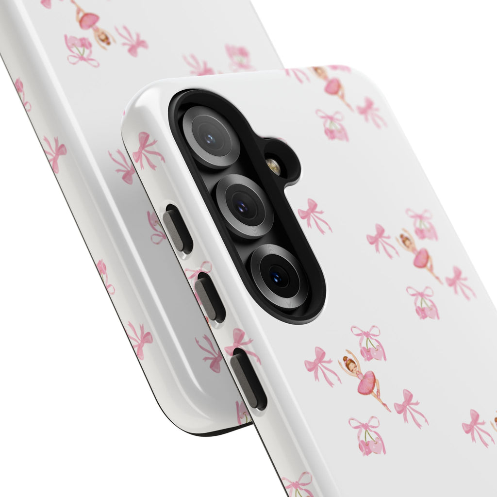 Pink Ballet Pattern Tough Phone Case — Cute Ballerina & Ribbon Design