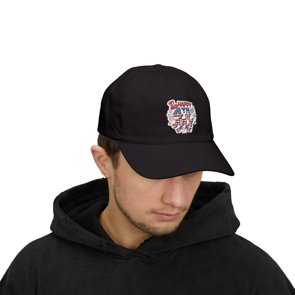 Patriotic 4th of July fireworks Dad Cap | American flag baseball hat
