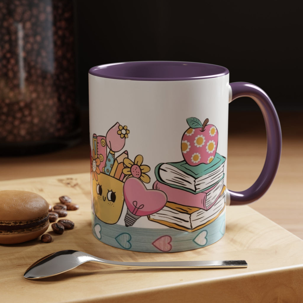 Cute Teacher Desk Accent Coffee Mug — Kawaii School Supplies Design