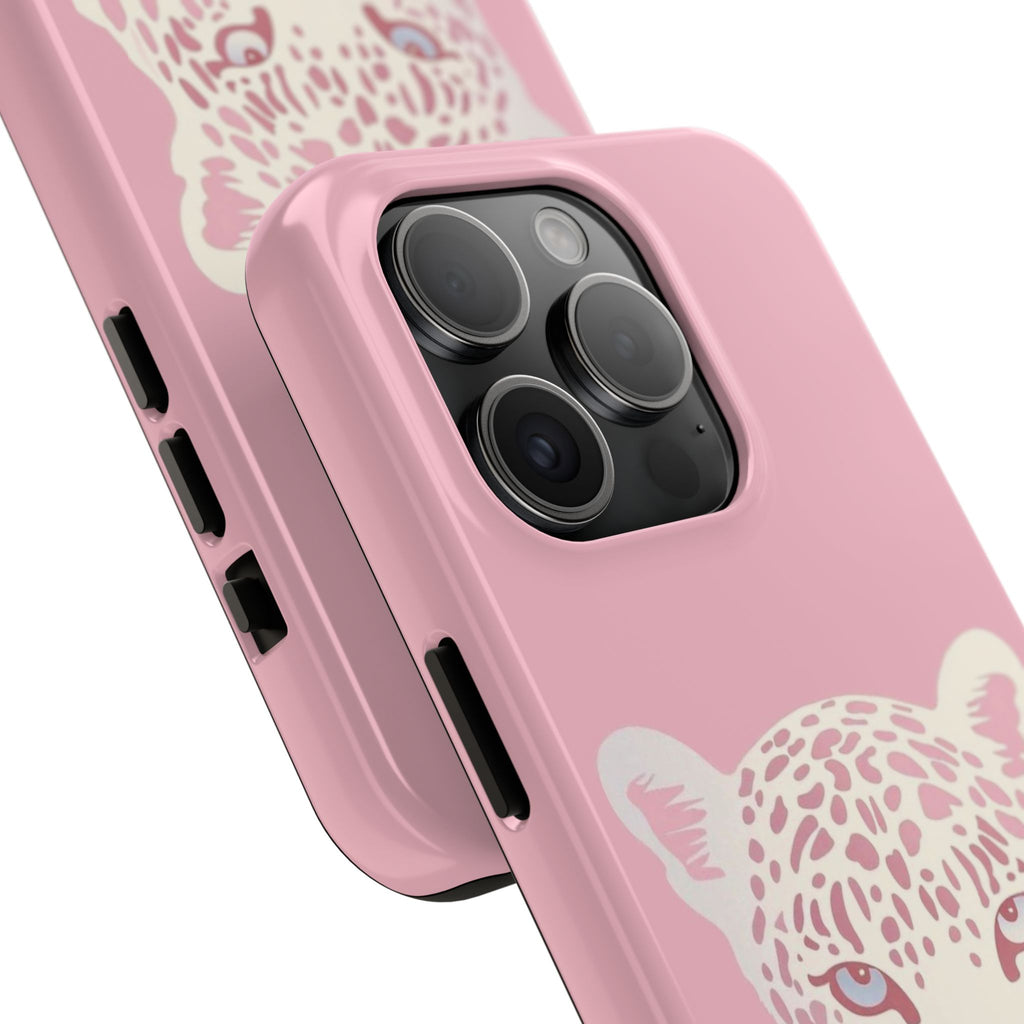 Tough Phone Case — Pink Leopard Face Protective Phone Cover
