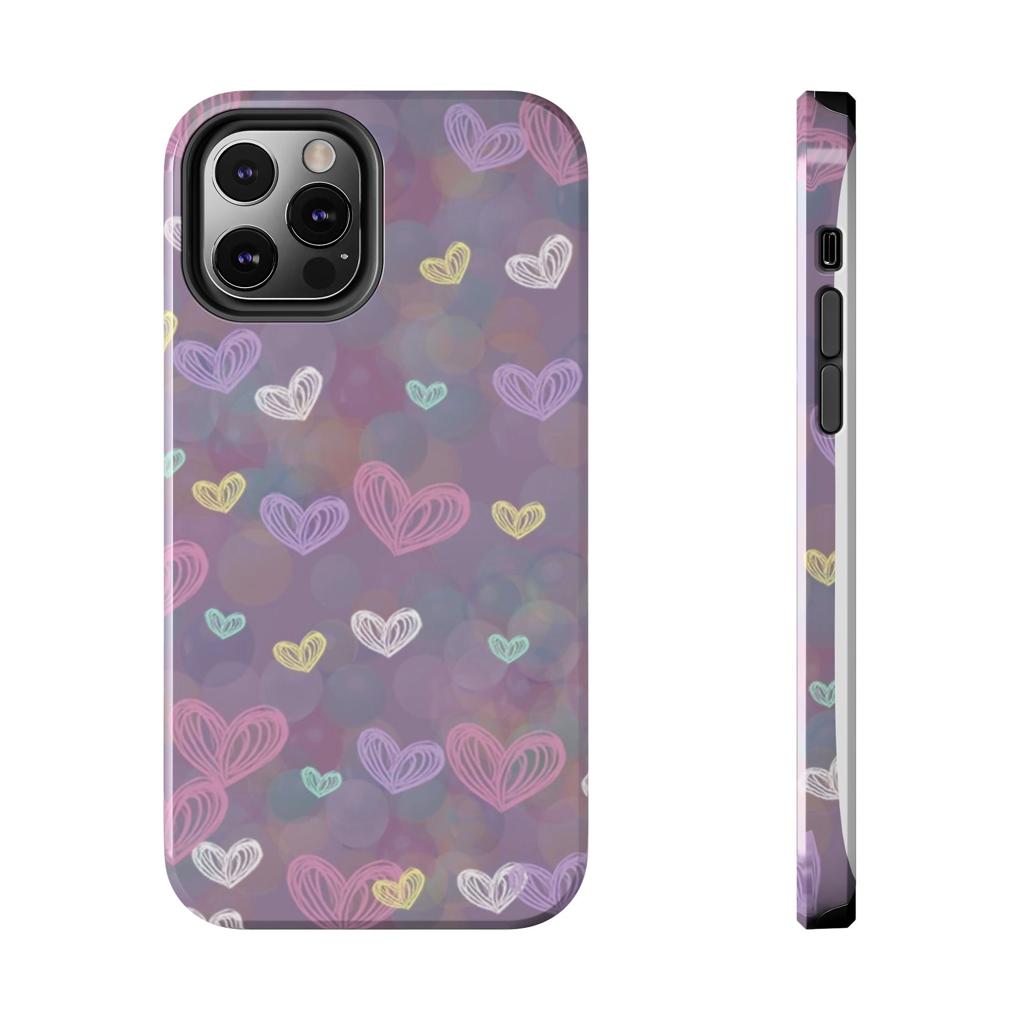Tough Phone Case — Pastel Heart Pattern Protective Phone Cover