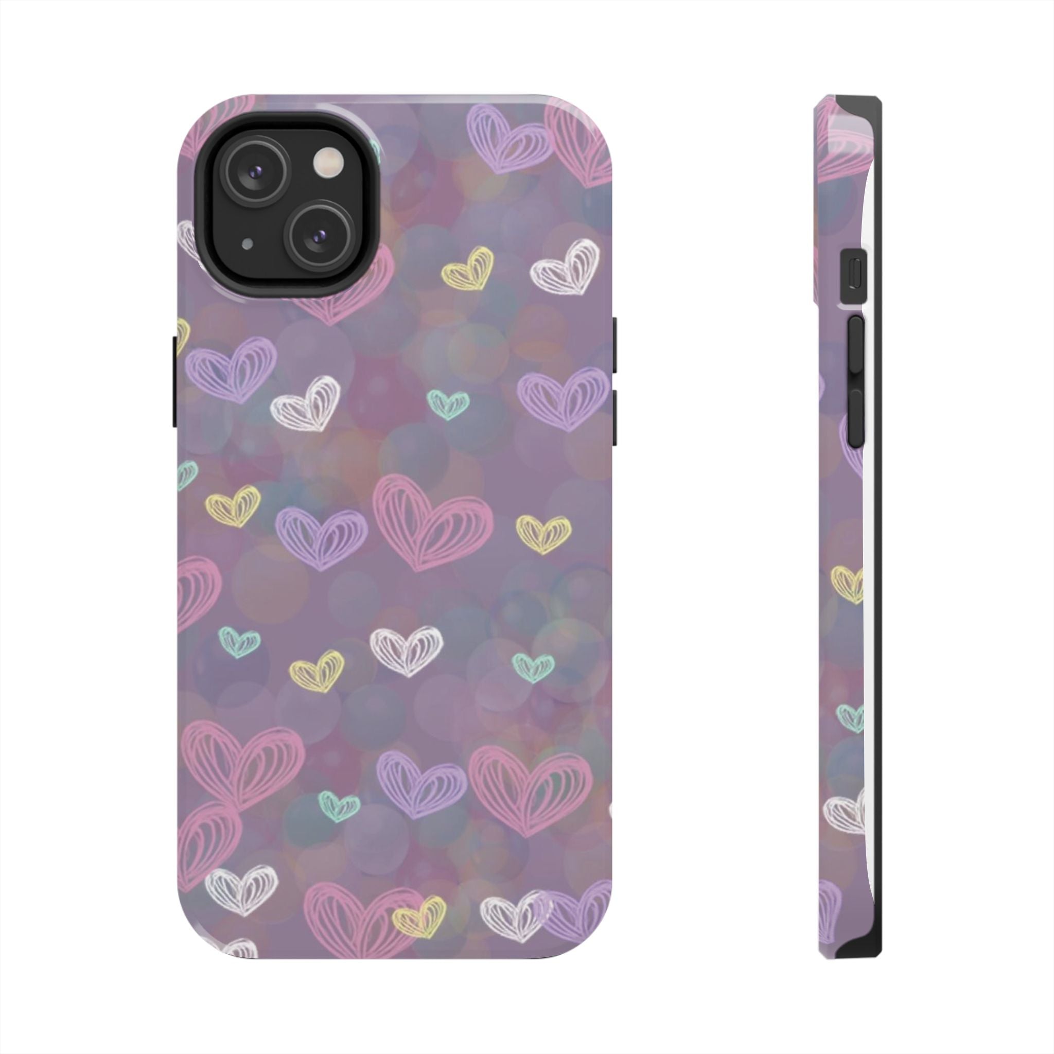 Tough Phone Case — Pastel Heart Pattern Protective Phone Cover