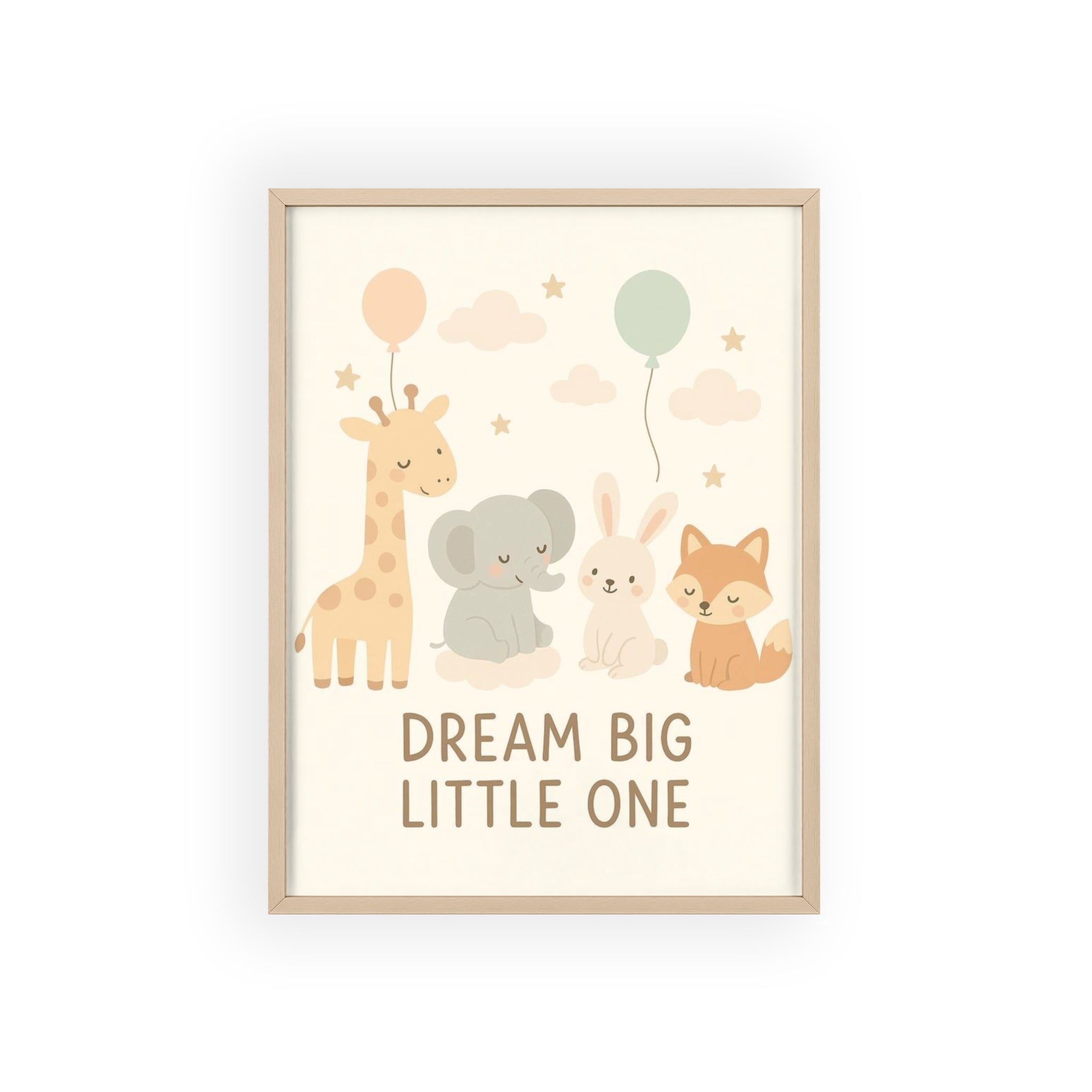 Dream Big Little One Nursery Poster — Woodland Animals Framed Wall Art