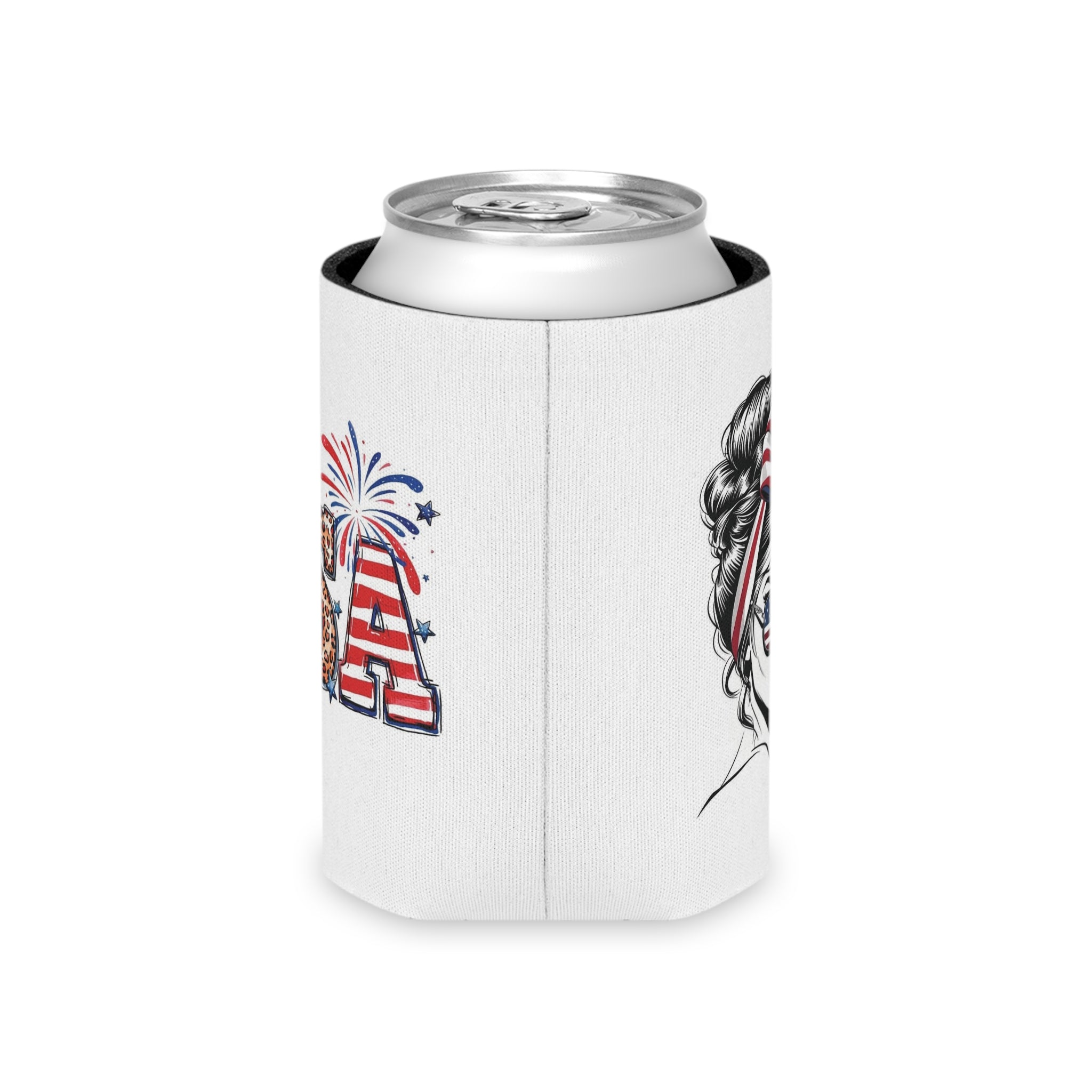 Patriotic USA Letters Can Cooler | American Flag Fireworks