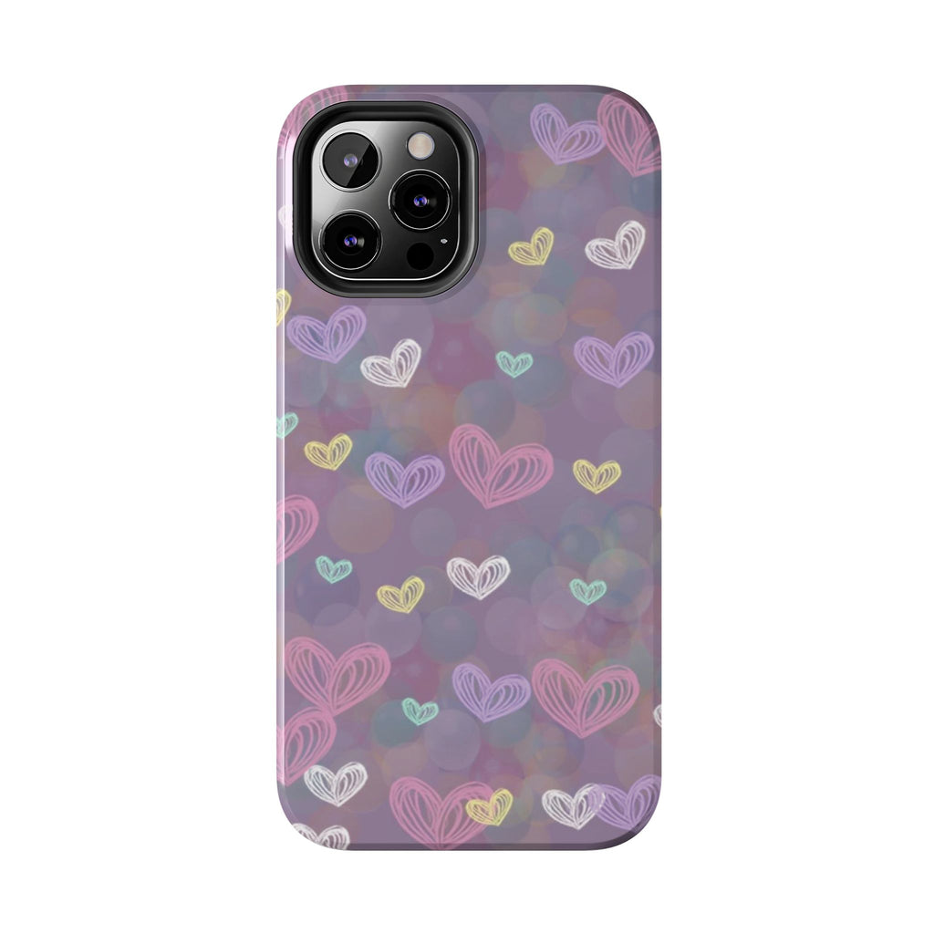 Tough Phone Case — Pastel Heart Pattern Protective Phone Cover