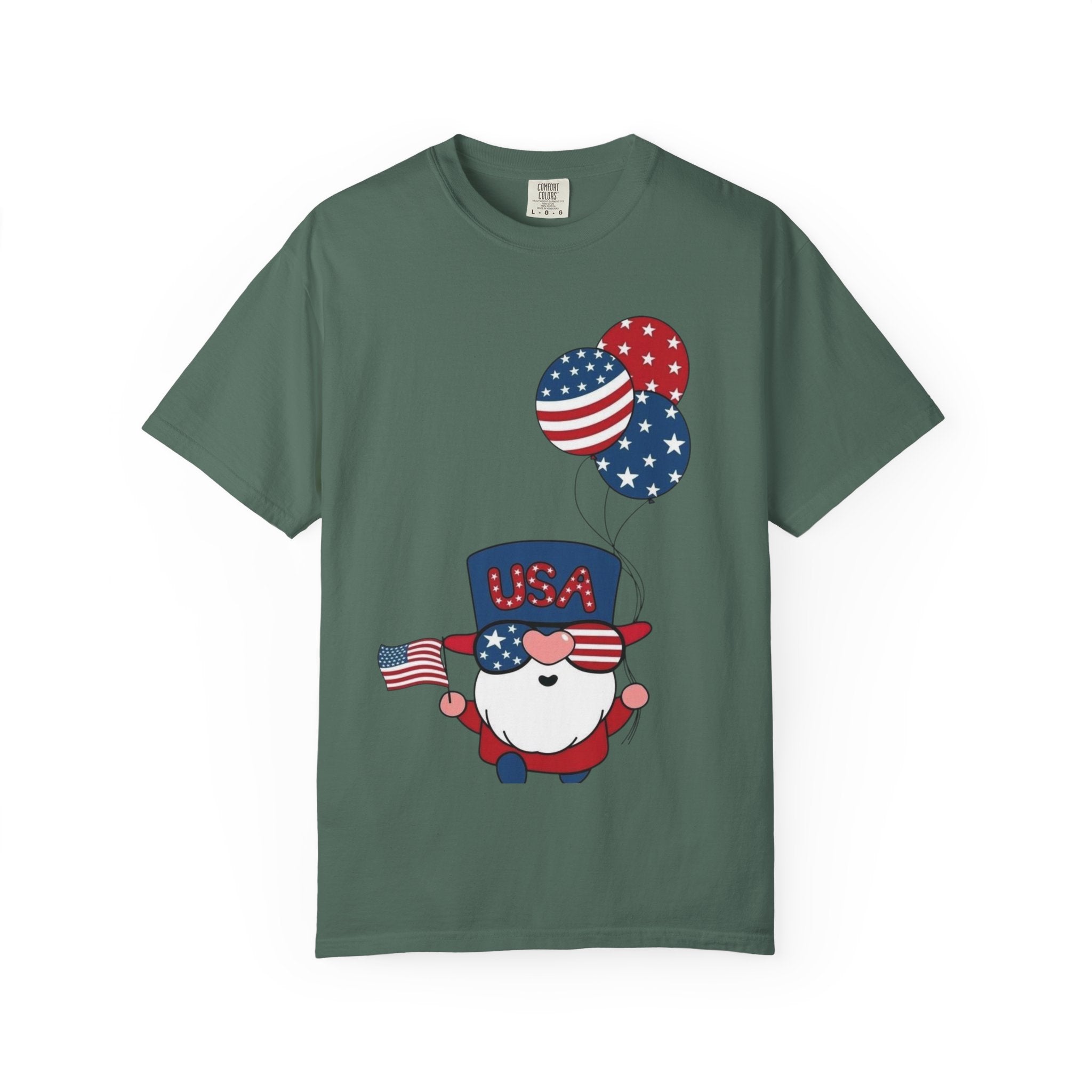 Patriotic Gnome with Balloons T-Shirt | Happy 4th of July USA Design