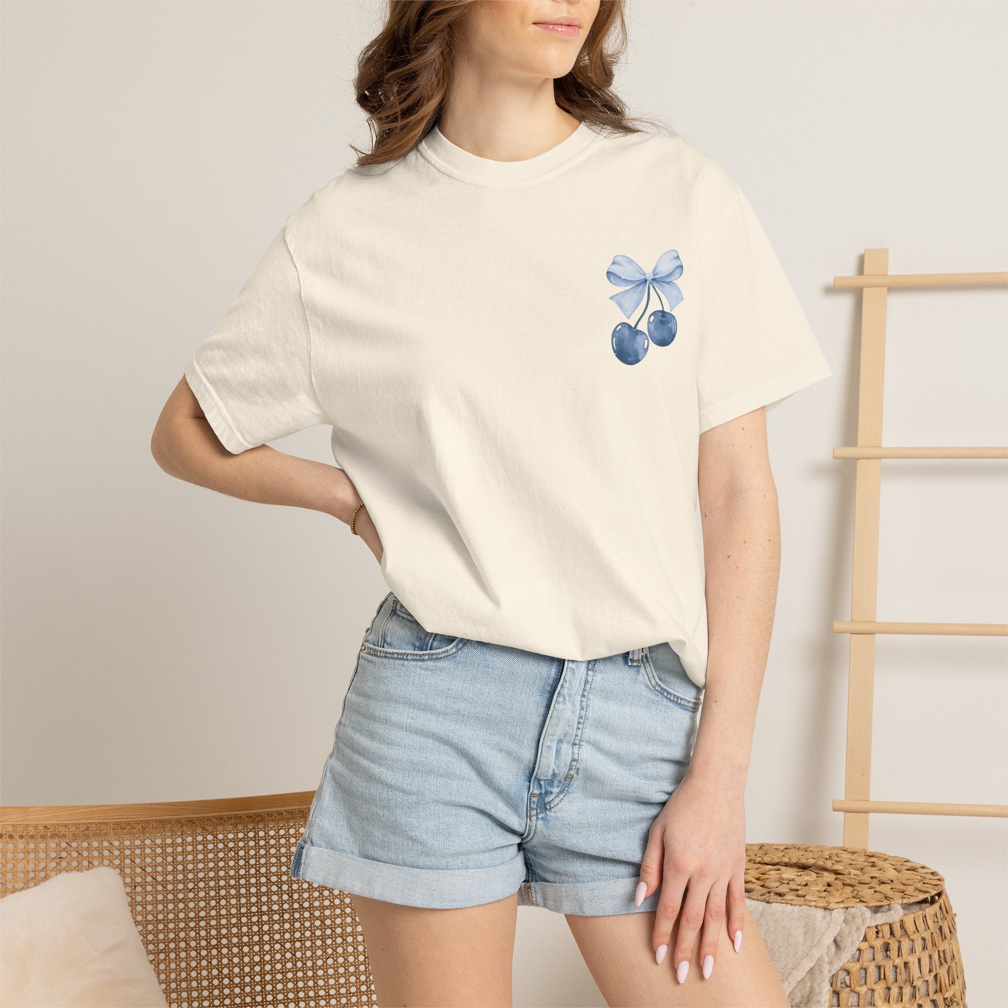 Blue Watercolor Cherries T-Shirt