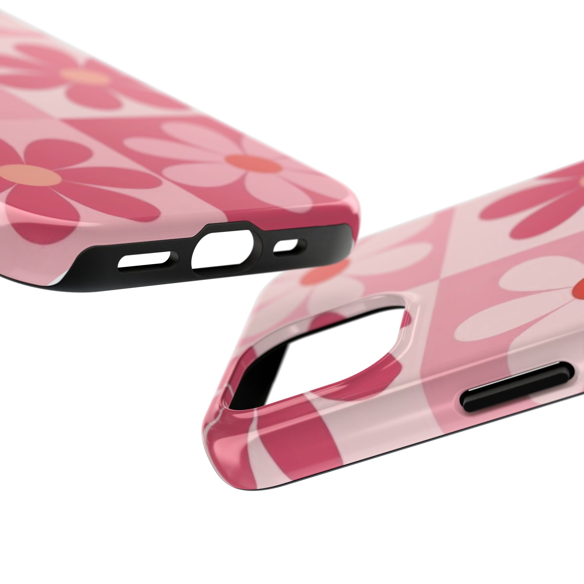 Pink Retro Daisy Phone Case — Tough Shockproof Floral iPhone Cover