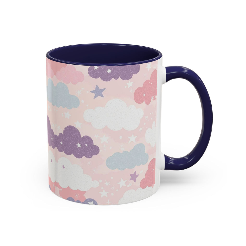 Pastel Cloud Pattern Coffee Mug | Cute Stars and Clouds Design