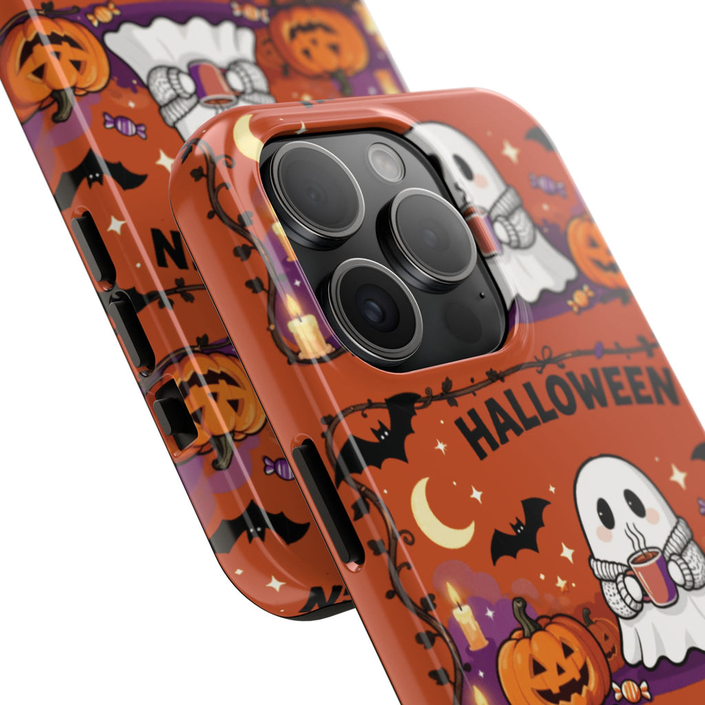 Halloween Ghost Pattern Tough Phone Case — Cute Pumpkin & Candy Halloween Phone Cover