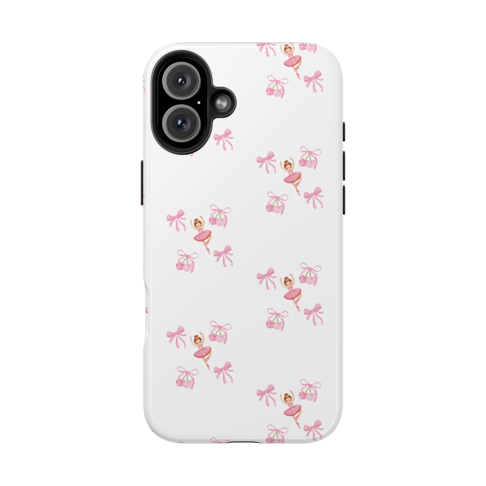 Pink Ballet Pattern Tough Phone Case — Cute Ballerina & Ribbon Design