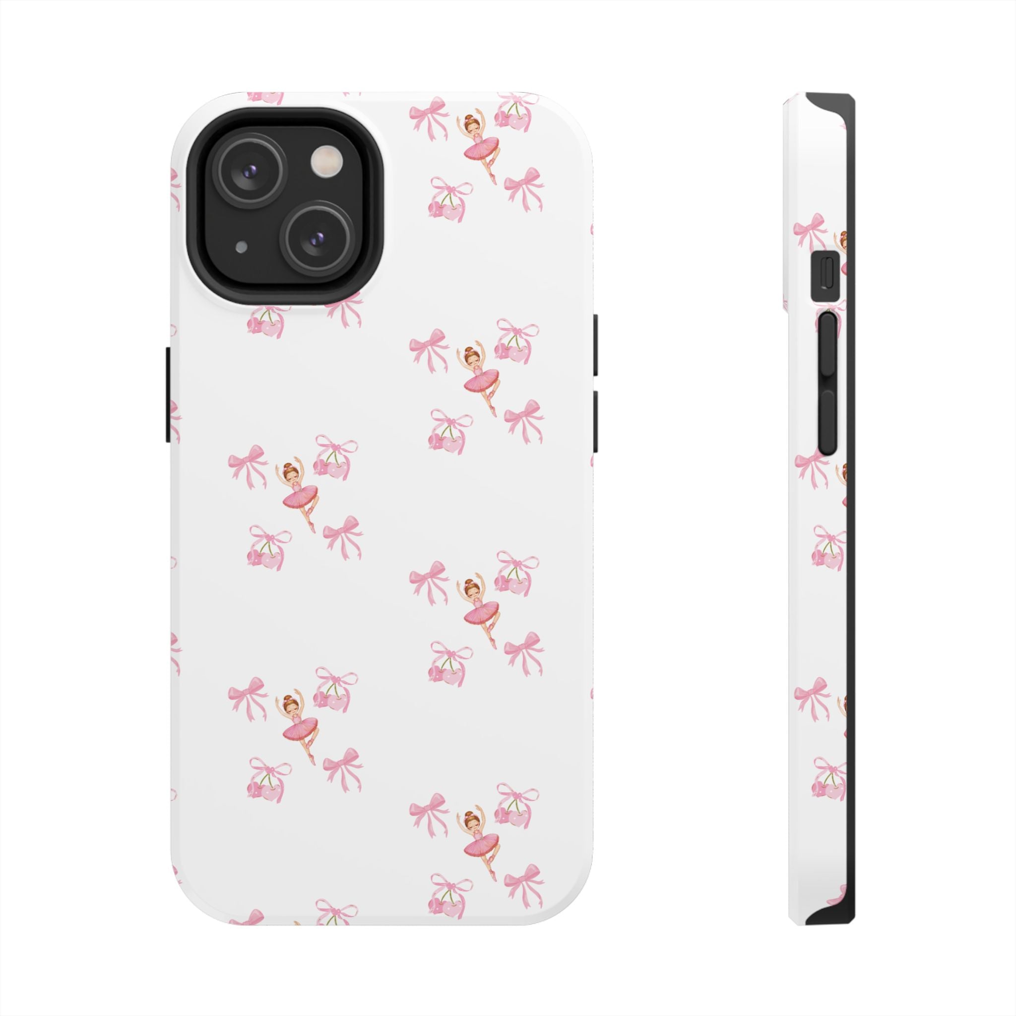 Pink Ballet Pattern Tough Phone Case — Cute Ballerina & Ribbon Design