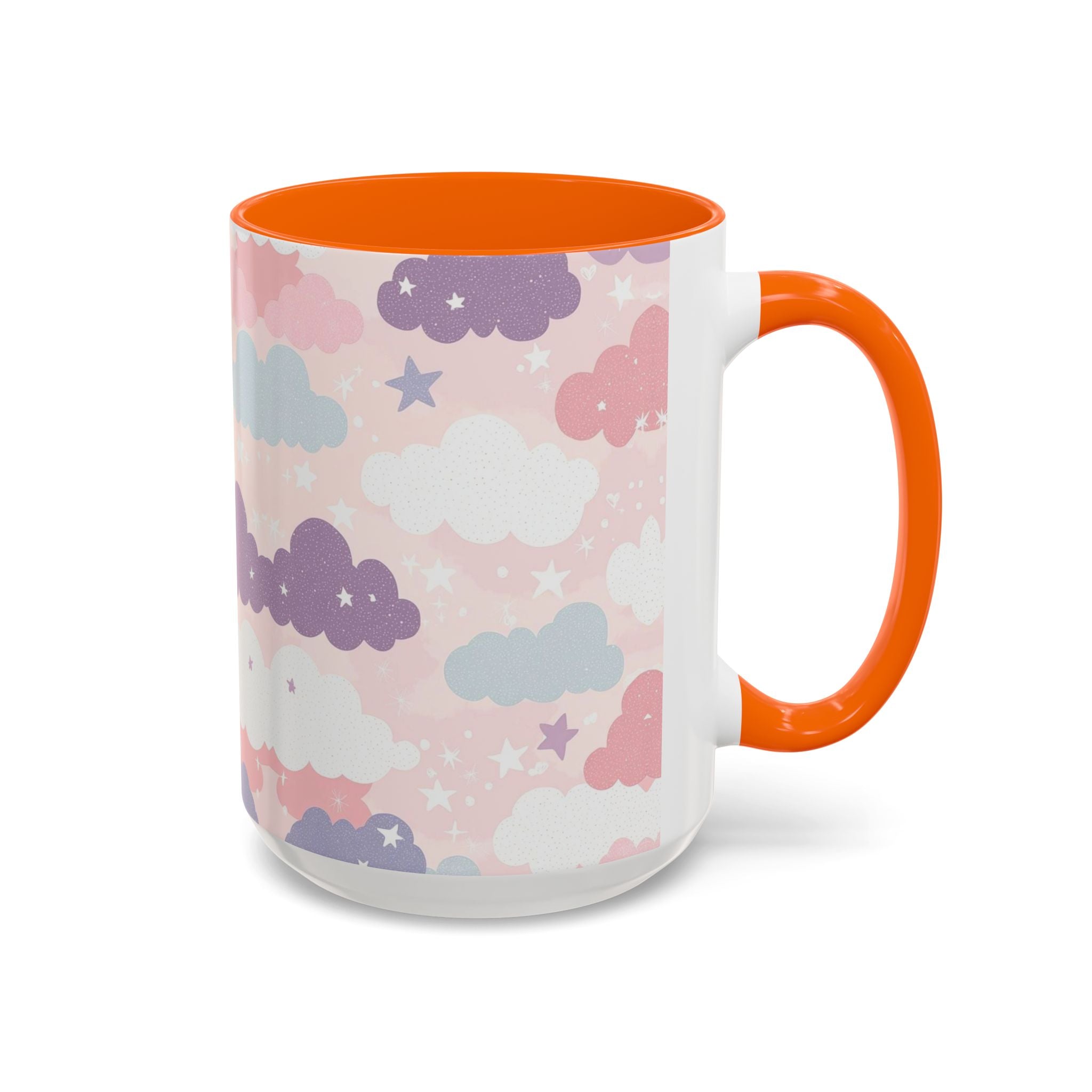 Pastel Cloud Pattern Coffee Mug | Cute Stars and Clouds Design
