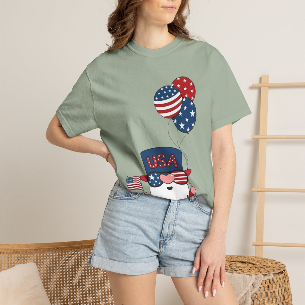 Patriotic Gnome with Balloons T-Shirt | Happy 4th of July USA Design