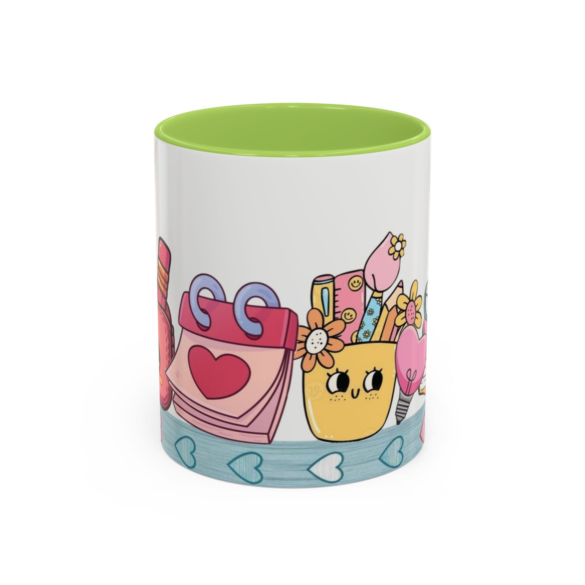 Cute Teacher Desk Accent Coffee Mug — Kawaii School Supplies Design