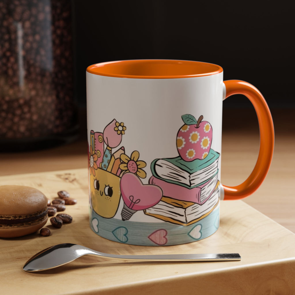 Cute Teacher Desk Accent Coffee Mug — Kawaii School Supplies Design