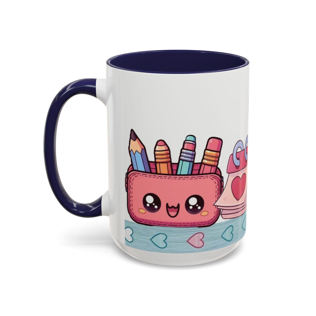 Cute Teacher Desk Accent Coffee Mug — Kawaii School Supplies Design