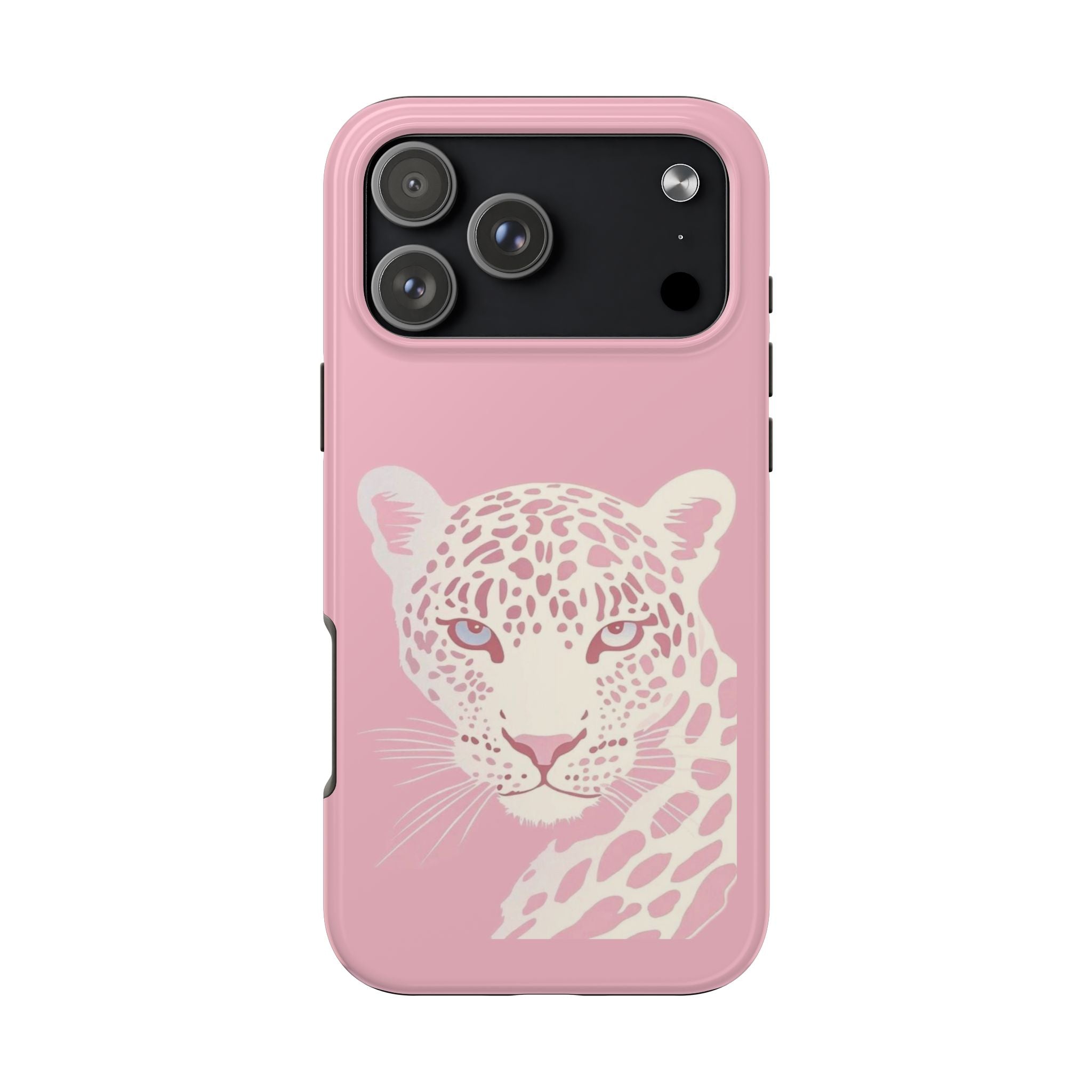 Tough Phone Case — Pink Leopard Face Protective Phone Cover