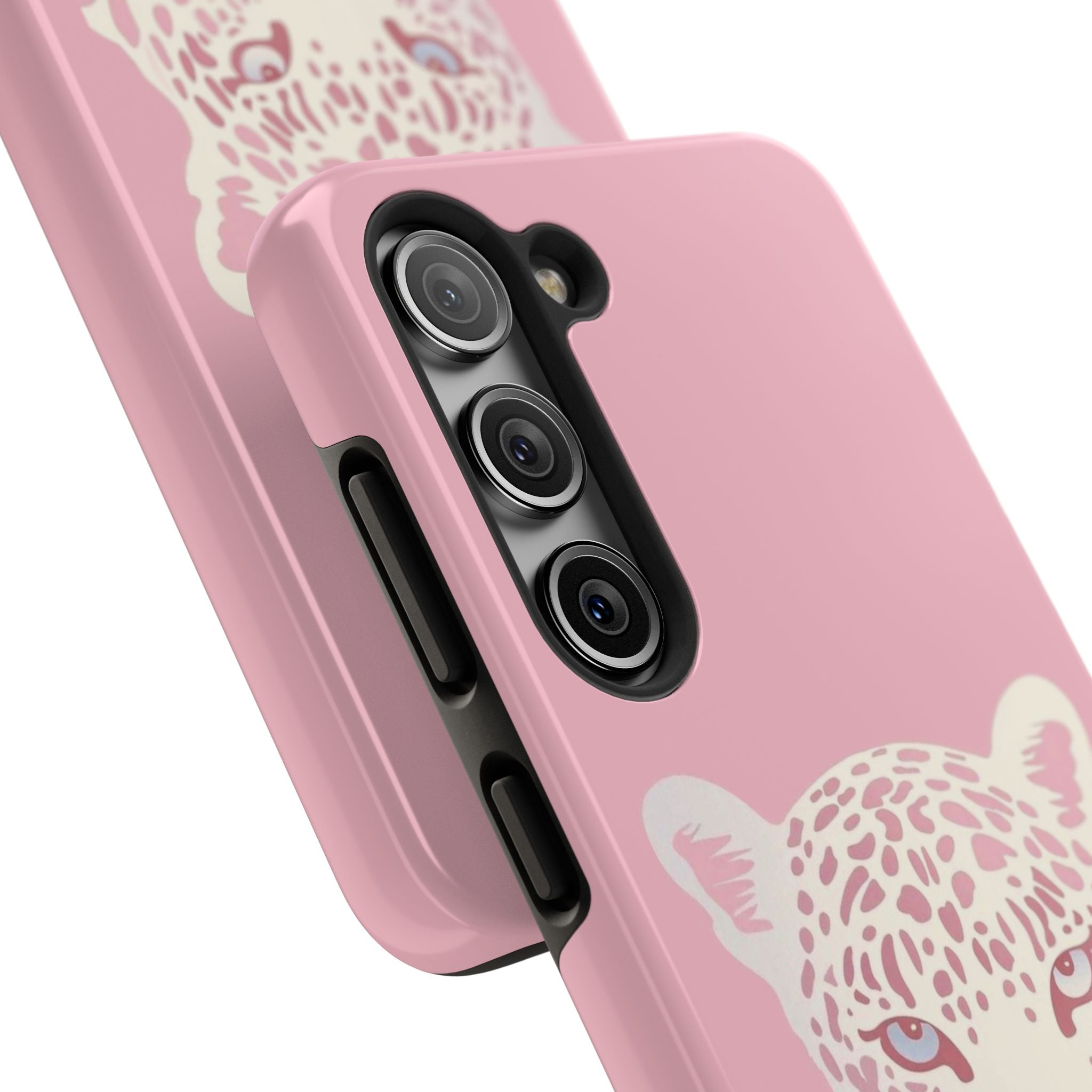 Tough Phone Case — Pink Leopard Face Protective Phone Cover