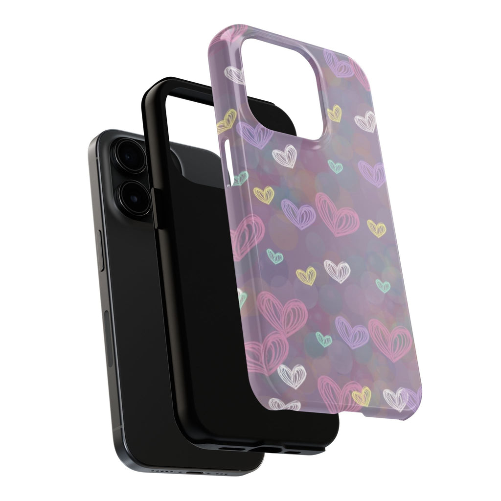Tough Phone Case — Pastel Heart Pattern Protective Phone Cover
