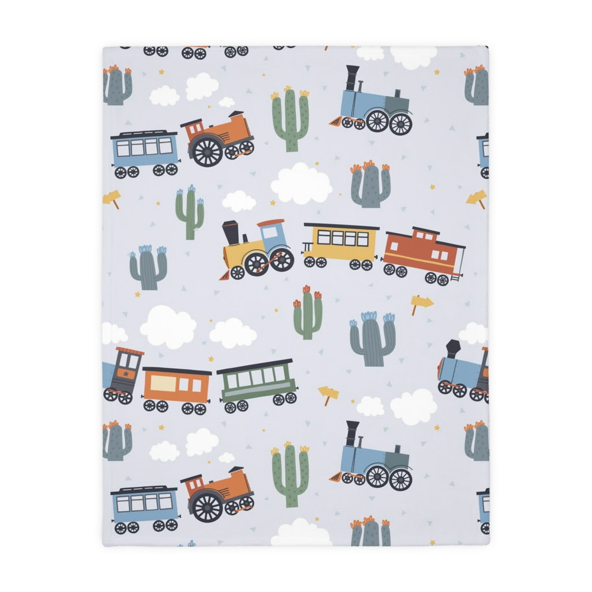Kids Train Print Velveteen Microfiber Blanket