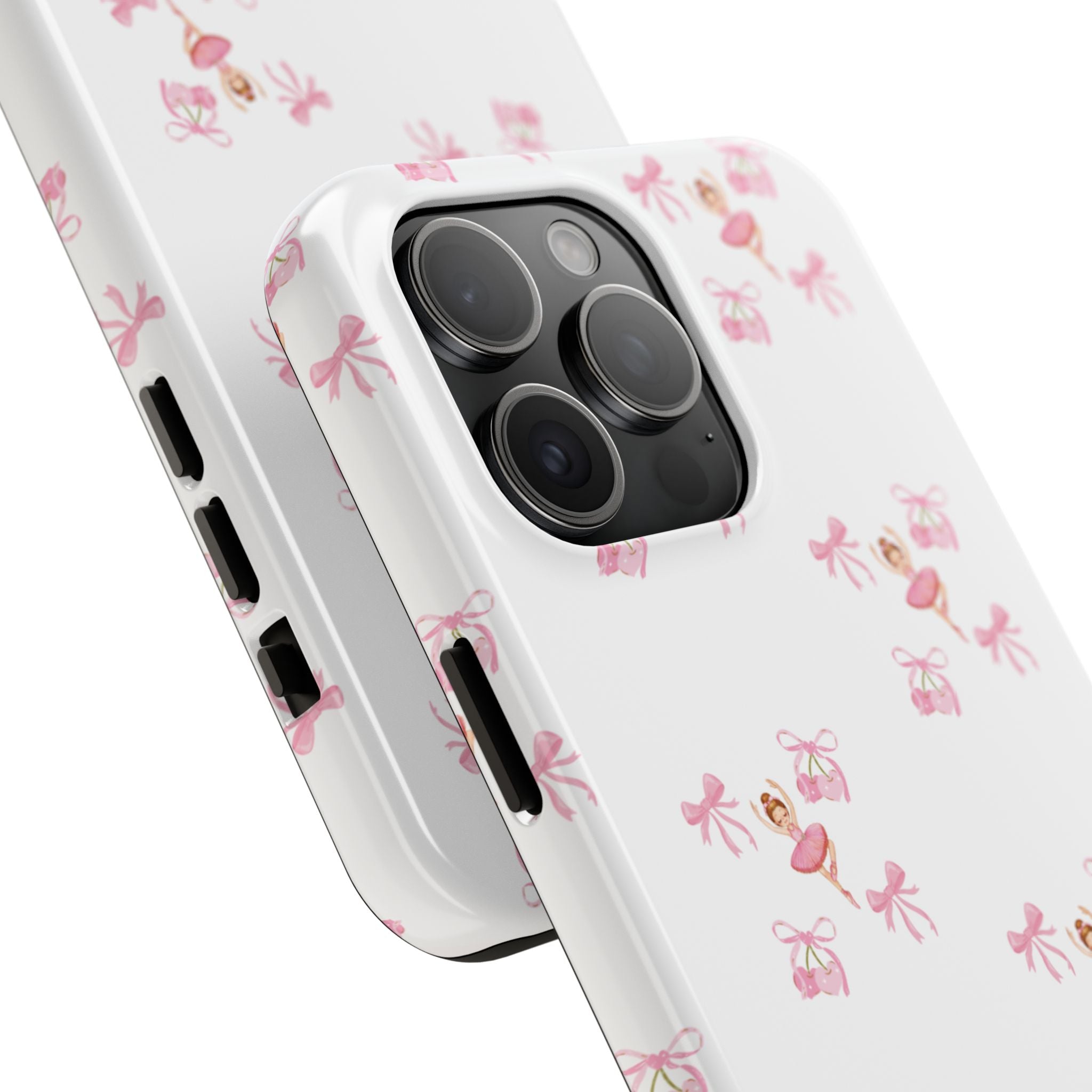 Pink Ballet Pattern Tough Phone Case — Cute Ballerina & Ribbon Design