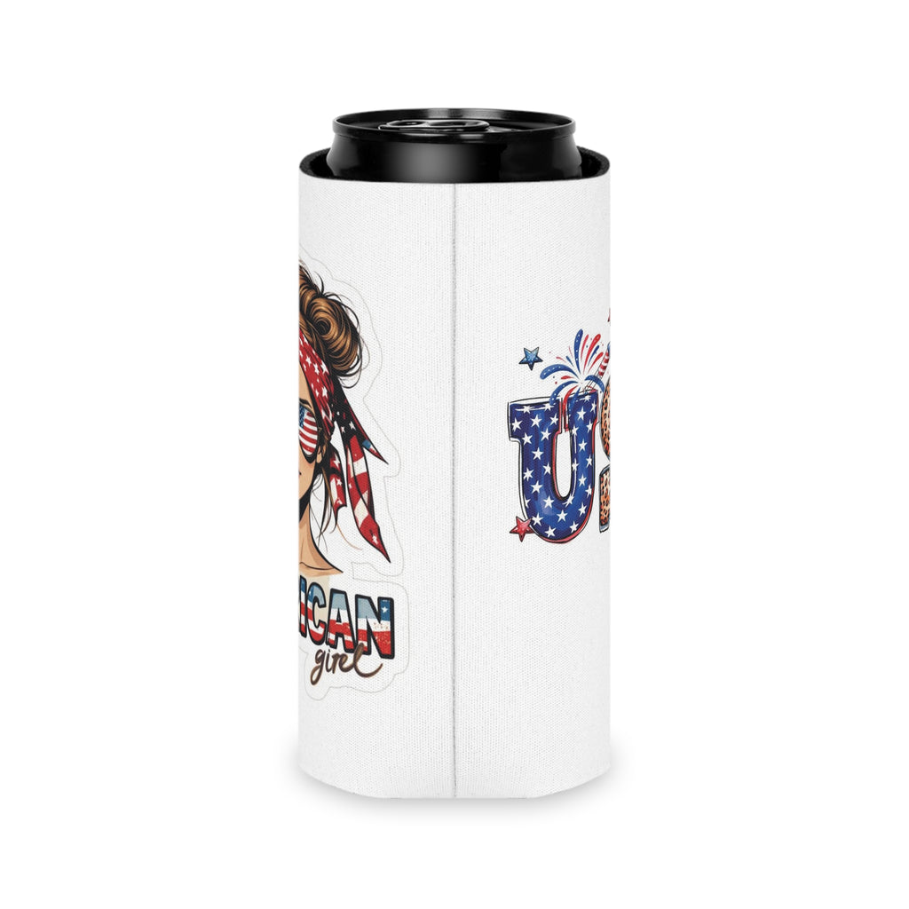 All American Girl Can Cooler | USA Fireworks Slim Koozie