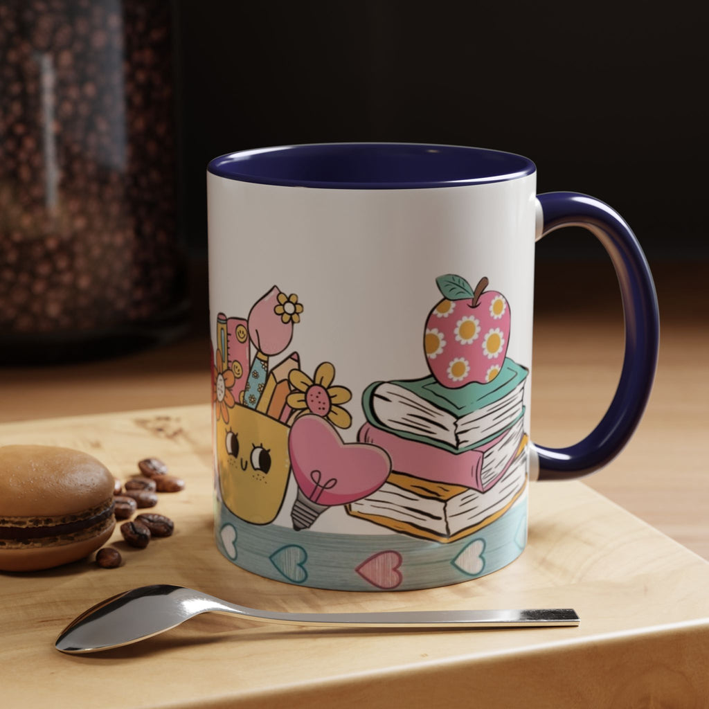Cute Teacher Desk Accent Coffee Mug — Kawaii School Supplies Design