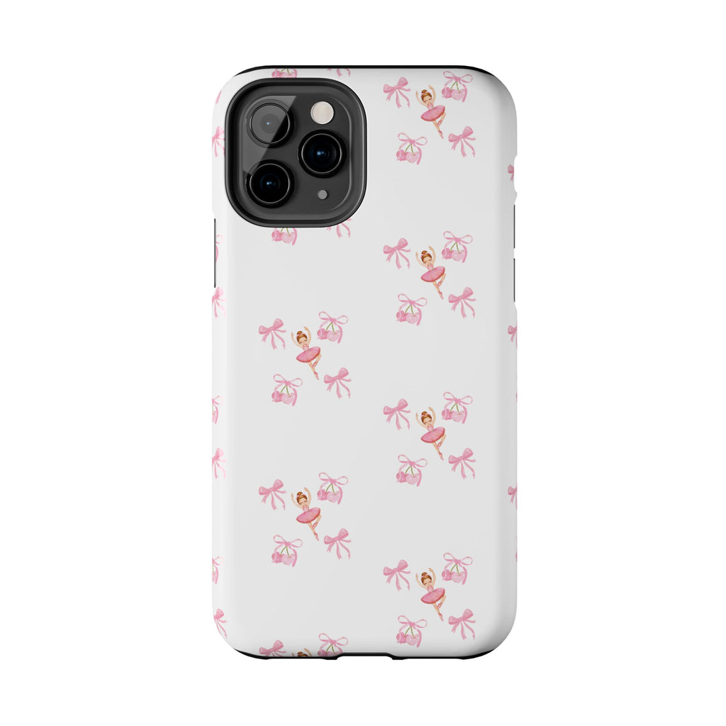 Pink Ballet Pattern Tough Phone Case — Cute Ballerina & Ribbon Design
