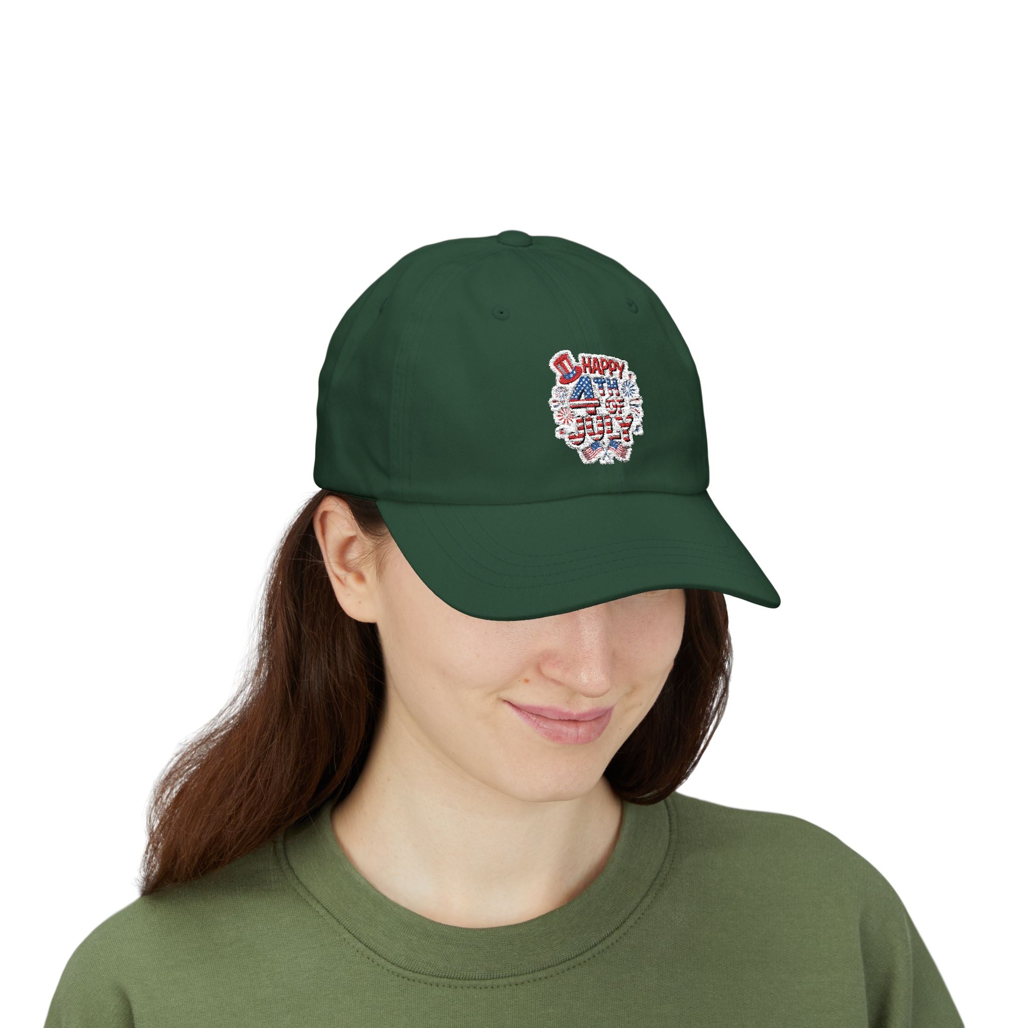 Patriotic 4th of July fireworks Dad Cap | American flag baseball hat
