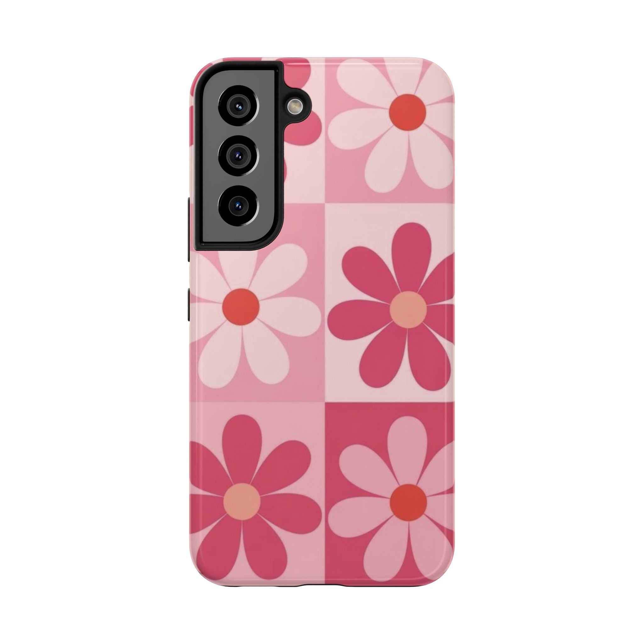 Pink Retro Daisy Phone Case — Tough Shockproof Floral iPhone Cover