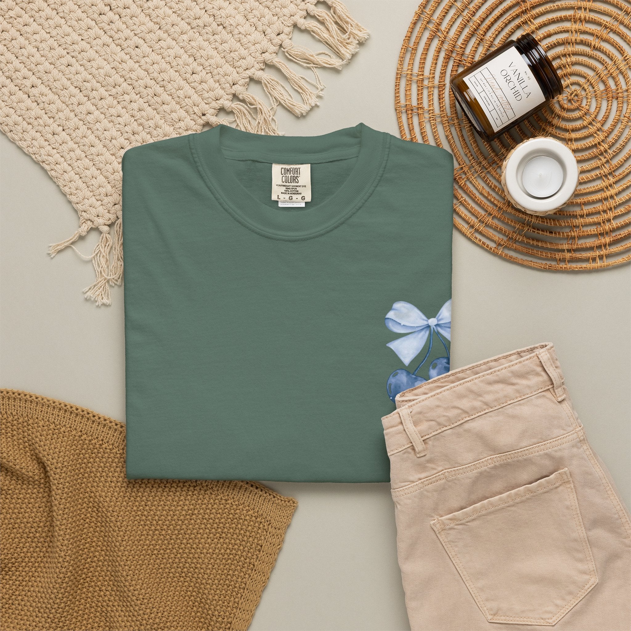 Blue Watercolor Cherries T-Shirt